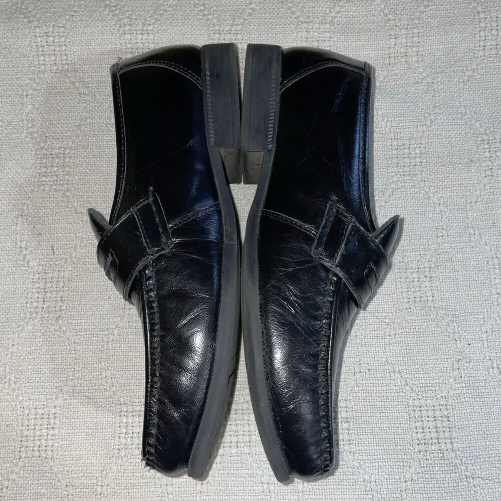John Romaine Men’s Dress Loafers Size 8.5 M Black Leather Business Formal City